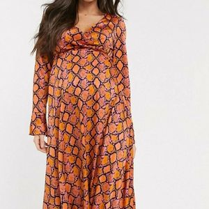 Maternity wrap maxi dress in snake print